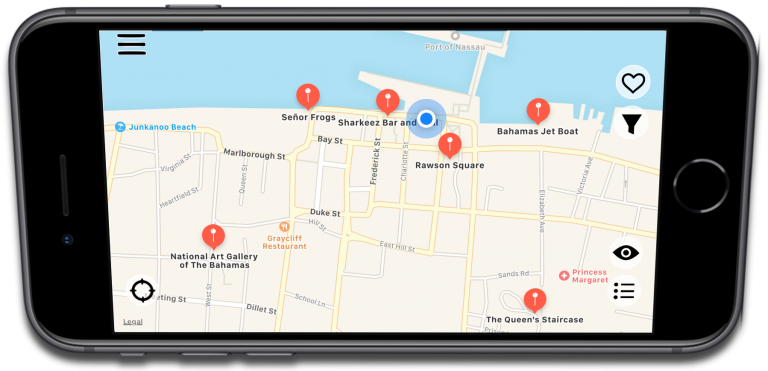 DUX Augmented Reality 2D Map Deal Finder View, with Perspective